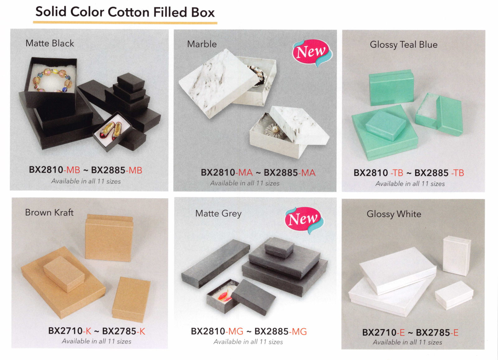 Catalog page — Solid Color Cotton-Filled Box