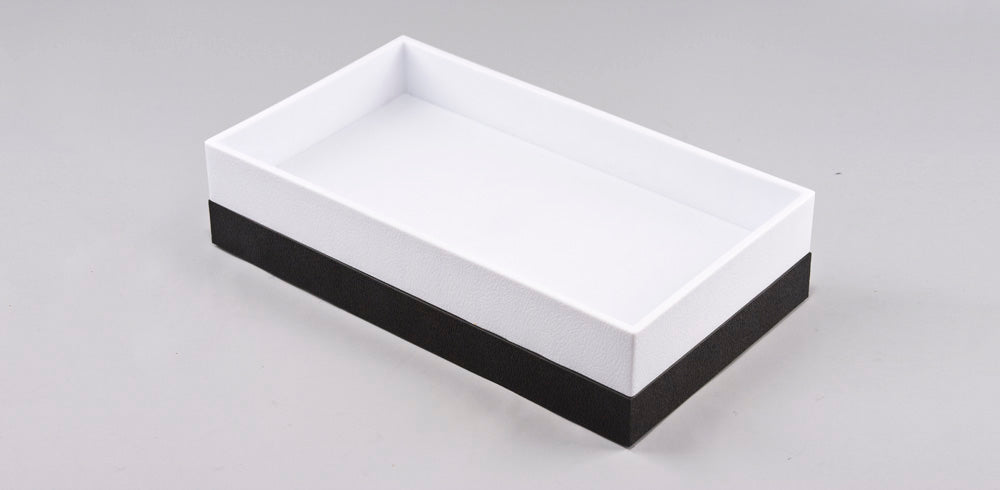 Stackable Plastic Trays — 14 3/4 x 8 1/4 x 1" (37.5 x 21 x 2.5cm) — Black