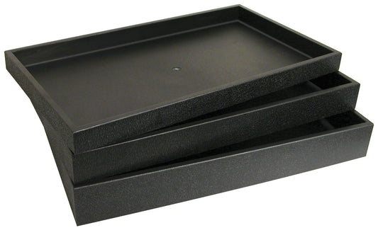 Stackable Plastic Trays — 14 3/4 x 8 1/4 x 1 1/2" — Black