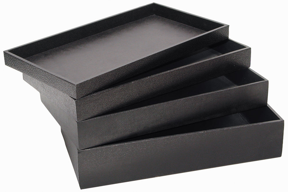 Standard Utility Textured Leatherette Trays — 14 3/4 x 8 1/4 x 1 1/2" (37.5 x 21 x 4cm) — Black