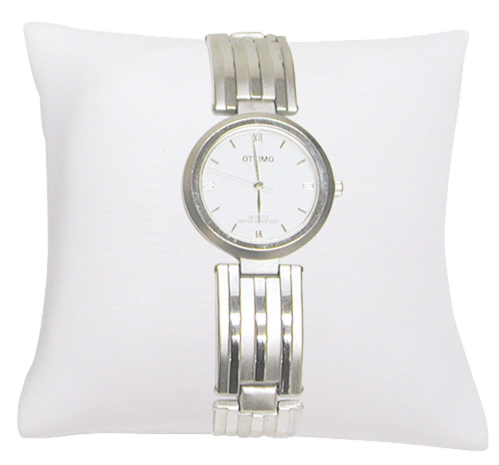 Display Pillow — 4 x 4" — White Faux Leather