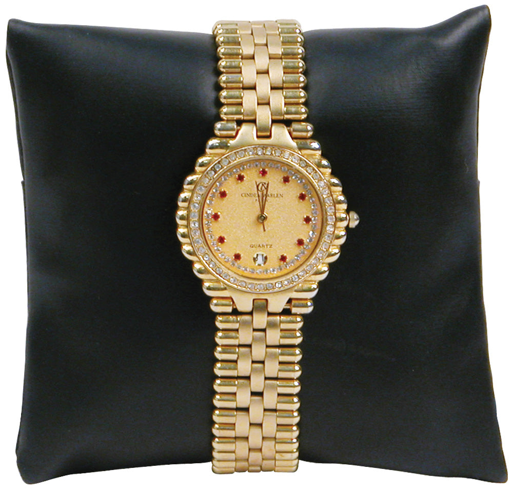 Display Pillow — 4 x 4" — Black Faux Leather