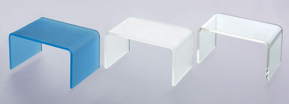 Acrylic Display Stage Set — Large 3-Pc Set — 5 3/8"~7 1/4" W x 4" D — White Frost