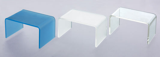 Acrylic Display Stage Set — Large 3-Pc Set — 5 3/8"~7 1/4" W x 4" D — White Frost