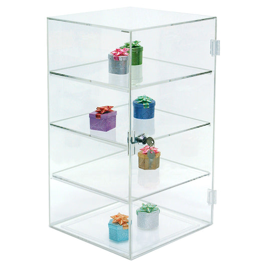 Acrylic Cases — Square, 3 Shelves — 10 x 10 x 18 1/2" H — Clear