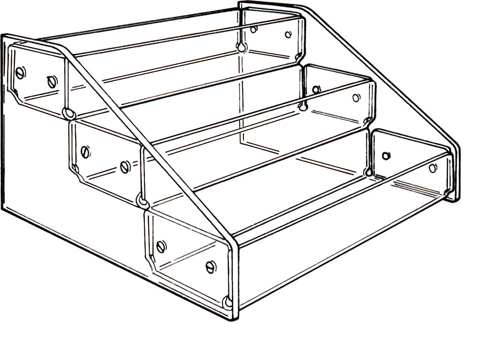 Multi-Tier Bin Organizer — 3-Tier, 3 Bins — 16 x 11 3/4 x 7" H — Clear