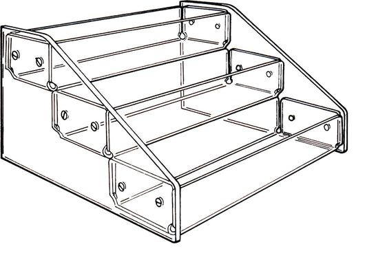 Multi-Tier Bin Organizer — 3-Tier, 3 Bins — 16 x 11 3/4 x 7" H — Clear