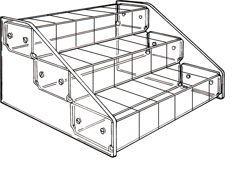 Multi-Tier Bin Organizer — 3-Tier, mixed bins — 16 x 11 3/4 x 7" H — Clear