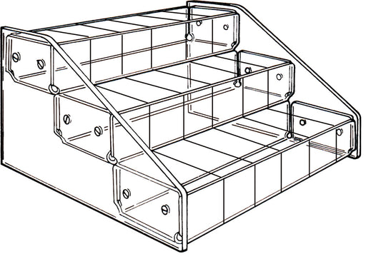 Multi-Tier Bin Organizer — 3-Tier, mixed bins — 16 x 11 3/4 x 7" H — Clear