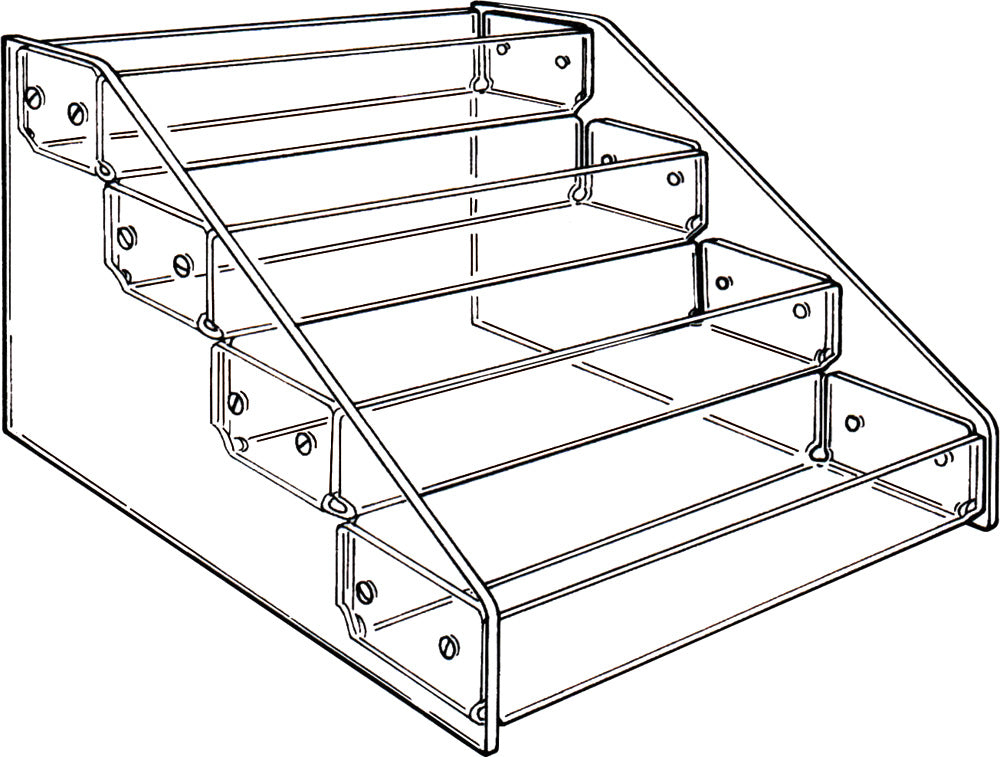 Multi-Tier Bin Organizer — 4-Tier, 4 Bins — 16 x 15 5/8 x 9 1/2" H — Clear