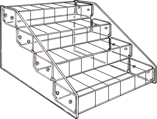 Multi-Tier Bin Organizer — 4-Tier, mixed bins — 16 x 15 5/8 x 9 1/2" H — Clear