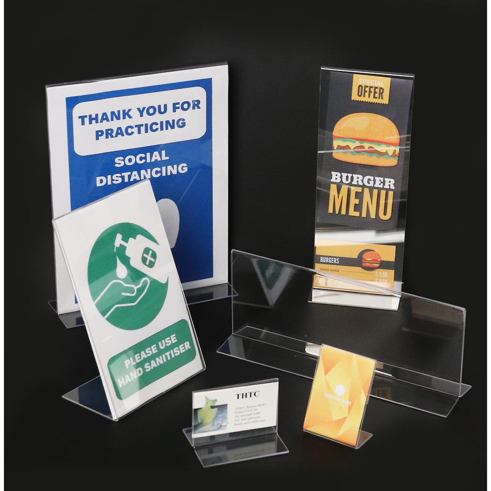 Clear Acrylic Sign Holders — Portrait — 5 1/2 x 8 1/2" (140 x 216mm) — Double Sided Upright