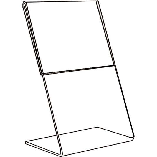 Clear Acrylic Sign Holders — Portrait — 3 1/2 x 5 1/2" — Single Sided Slant Back