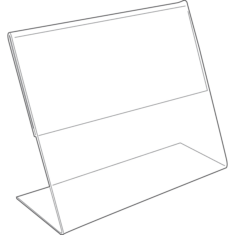 Clear Acrylic Sign Holders — Landscape — 7 x 5 1/2" (178 x 140mm) — Single Sided Slant Back