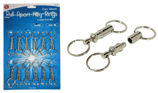 12-Pieces on card -Premium Quality Pull Apart Key Ring (Brass Body)