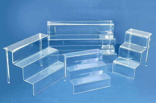 Stair Acrylic Displays — 6 x 9 x 9" H — Clear