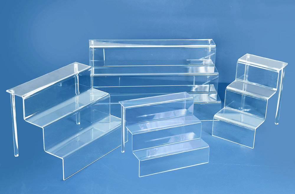 Stair Acrylic Displays — 9 x 6 1/8 x 6" H (228 x 156 x 152mm) — Clear