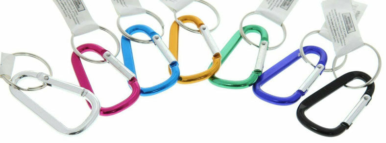 60-Piece Display of Aluminum Keyring Carabiners - Assorted colors