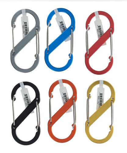 60-Piece Display of Aluminum "S" Carabiners with Dual Clips - Assorted Colors