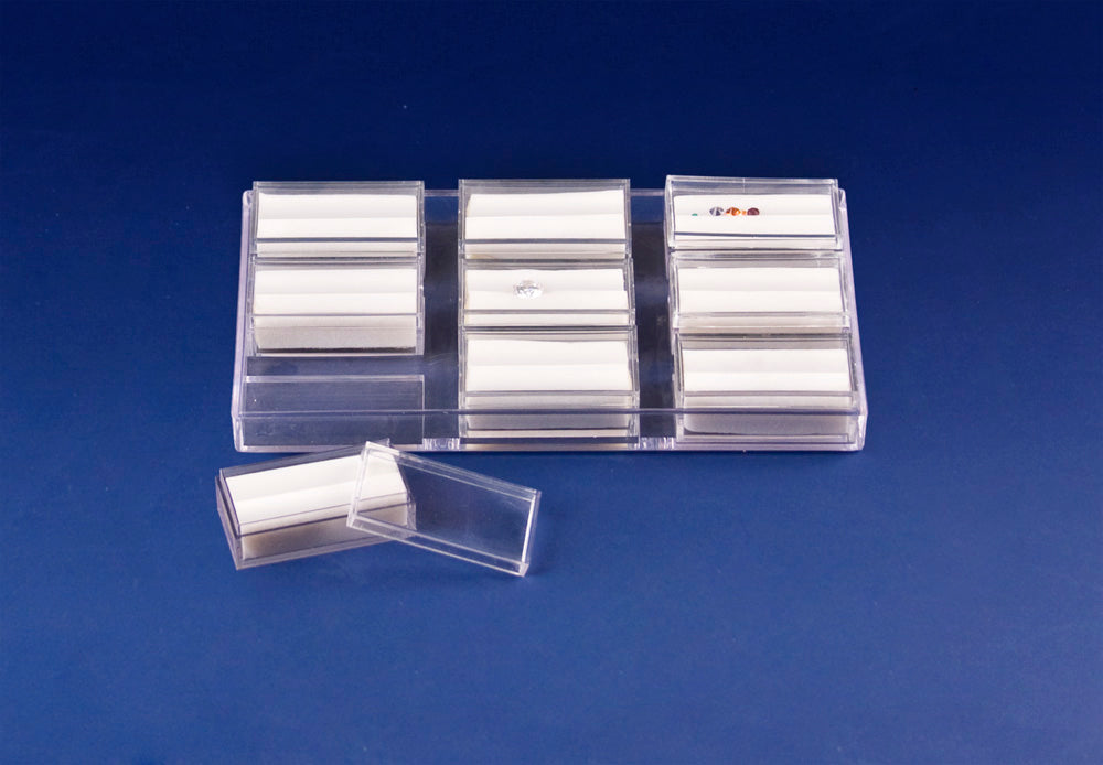 Acrylic Trays with Gem Boxes — White Foam