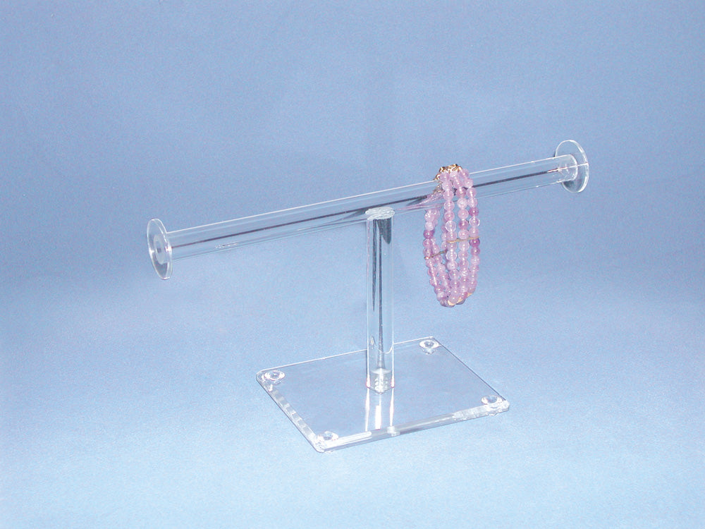 Clear Acrylic T-Bar Displays — Round Bar — 10 x 4 7/8" H (255 x 124mm) — Clear