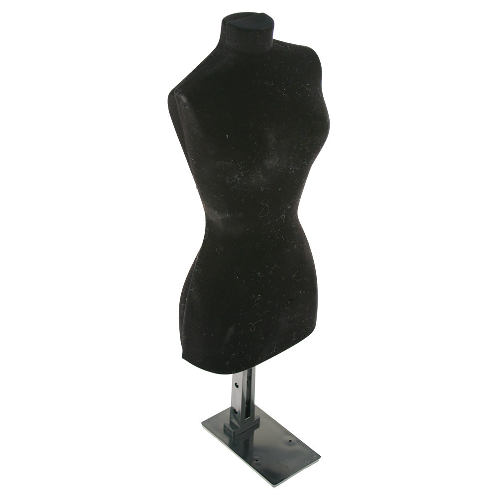 Countertop Flocked Vacuform Bust Displays — 5 1/2 x 16" H — Black