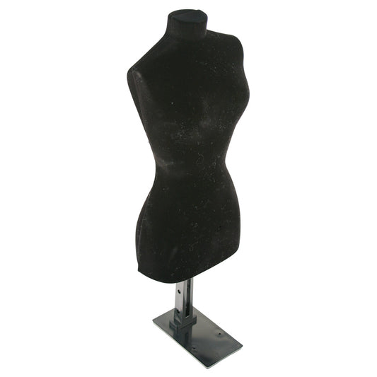 Countertop Flocked Vacuform Bust Displays — 5 1/2 x 16" H — Black