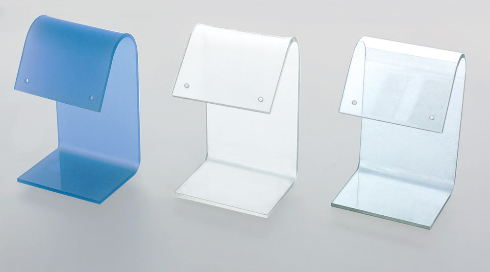 Acrylic Earring Display Stands — Short Ramp, 5 Pr — 1 3/8 x 6 1/8 x 2" H — Blue Frost