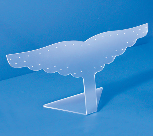 Acrylic Earring Tree Display Stands — 19 Pr — 12 1/2 x 6" H (Wing) — White Frost