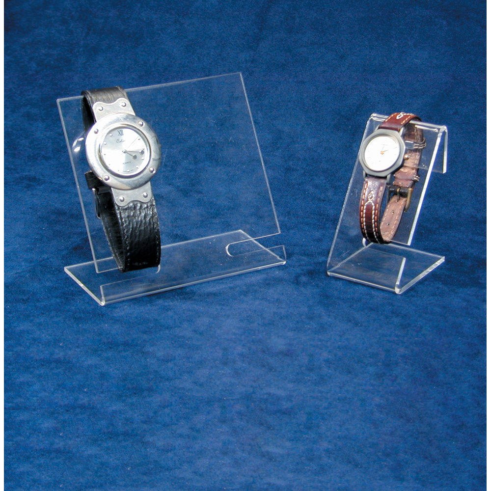 Acrylic Watch Display Stands — Single Watch Stand — 1 1/2 x 2 x 3" H (40 x 52 x 75mm) — Clear Acrylic