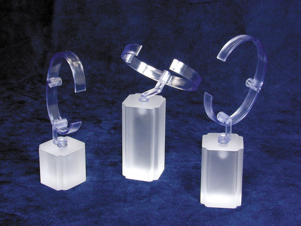 Acrylic Watch Display Stands — Set of 3 — 5, 5 3/4, 6 1/4" H (125, 145, 160mm) — Clear Acrylic