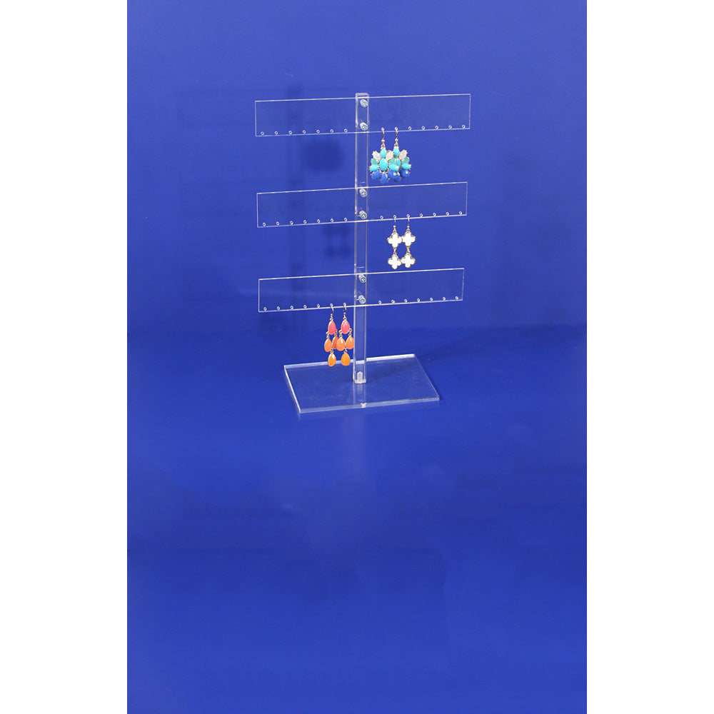 Acrylic Earring Tree Display Stands — 21 Pr — 8 x 4 x 11 3/4" H — Clear
