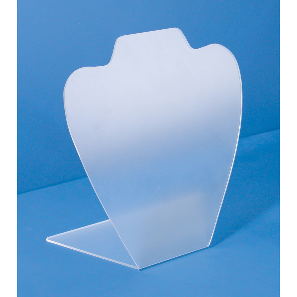 Frosted Acrylic Necklace Displays — 7 1/2 x 8 1/4" H (180 x 210mm) — White Frost
