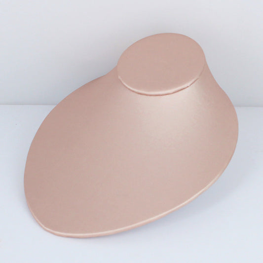 Oval Shape Lay-Down Bust — 6 3/4 x 8 x 3 1/2" H — Steel Pink Faux Leather