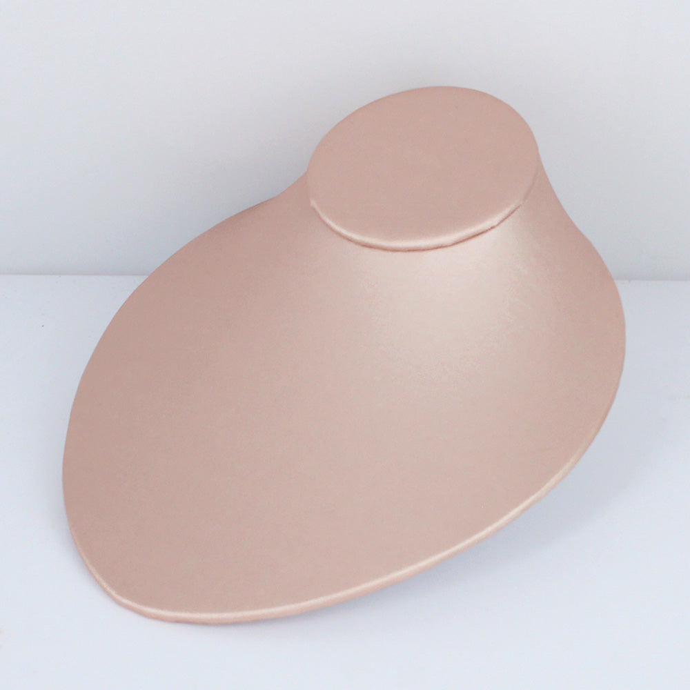 Oval Shape Lay-Down Bust — 6 1/2 x 7 1/2 x 4" H — Steel Pink Faux Leather