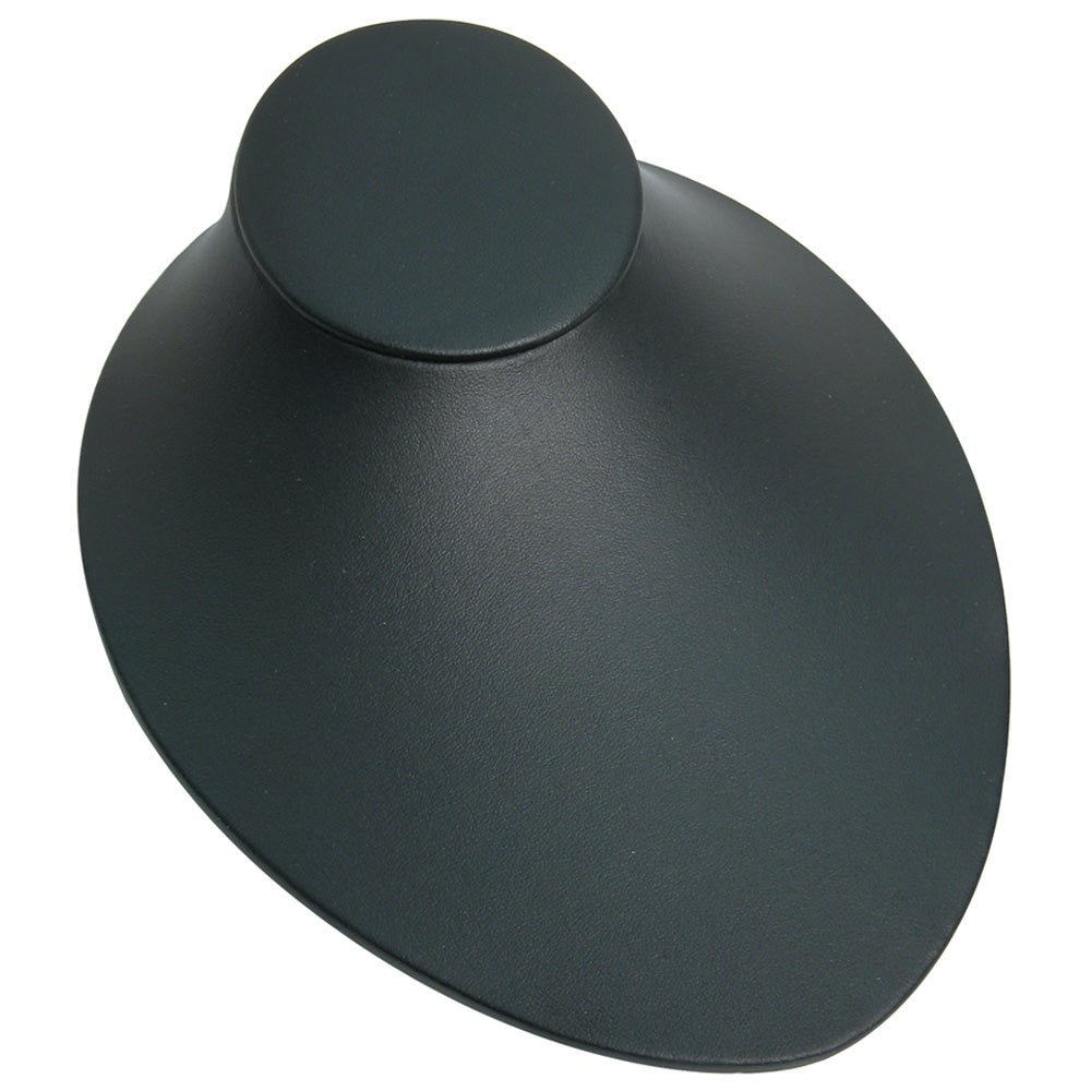Oval Shape Lay-Down Bust — 6 3/4 x 8 x 3 1/2" H — Black Faux Leather