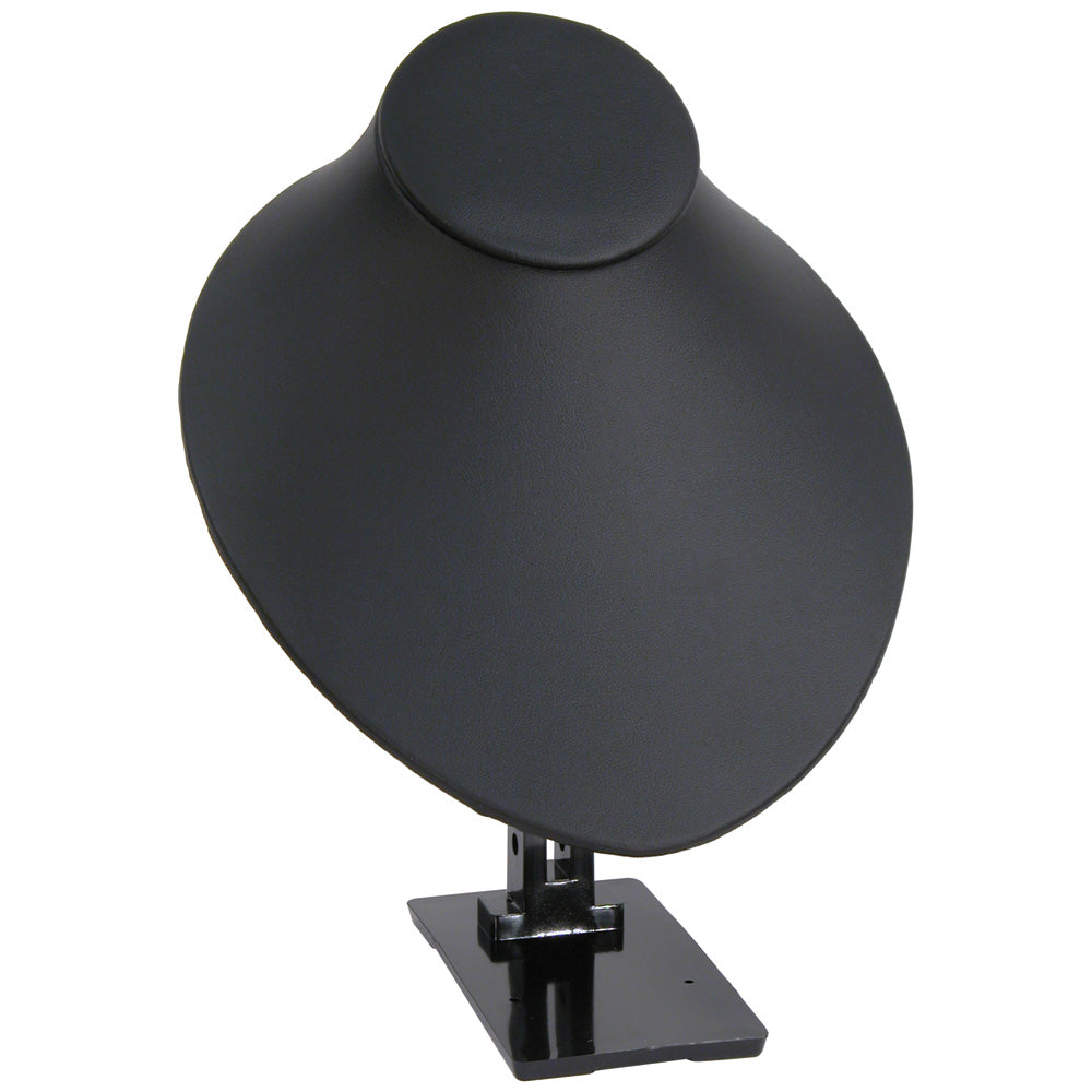 Adjustable Necklace Display Stand — Bust Styles — Medium Bust — Black Faux Leather