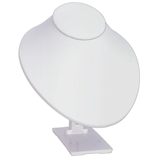 Adjustable Necklace Display Stand — Bust Styles — Medium Bust — White Faux Leather