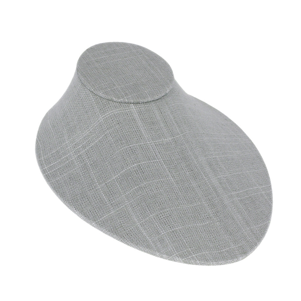 Oval Shape Lay-Down Bust — 6 1/2 x 7 1/2 x 4" H — Grey Linen