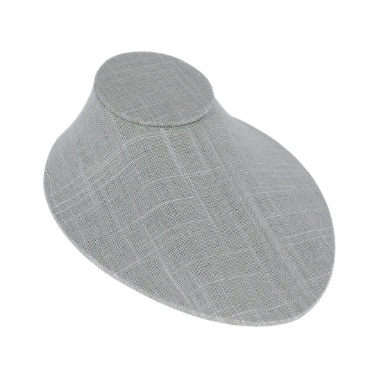 Oval Shape Lay-Down Bust — 7 1/2 x 8 1/2 x 3 3/4" H — Grey Linen