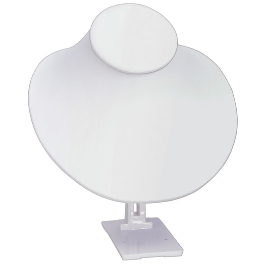 Adjustable Necklace Display Stand — Bust Styles — Wide Bust — White Faux Leather