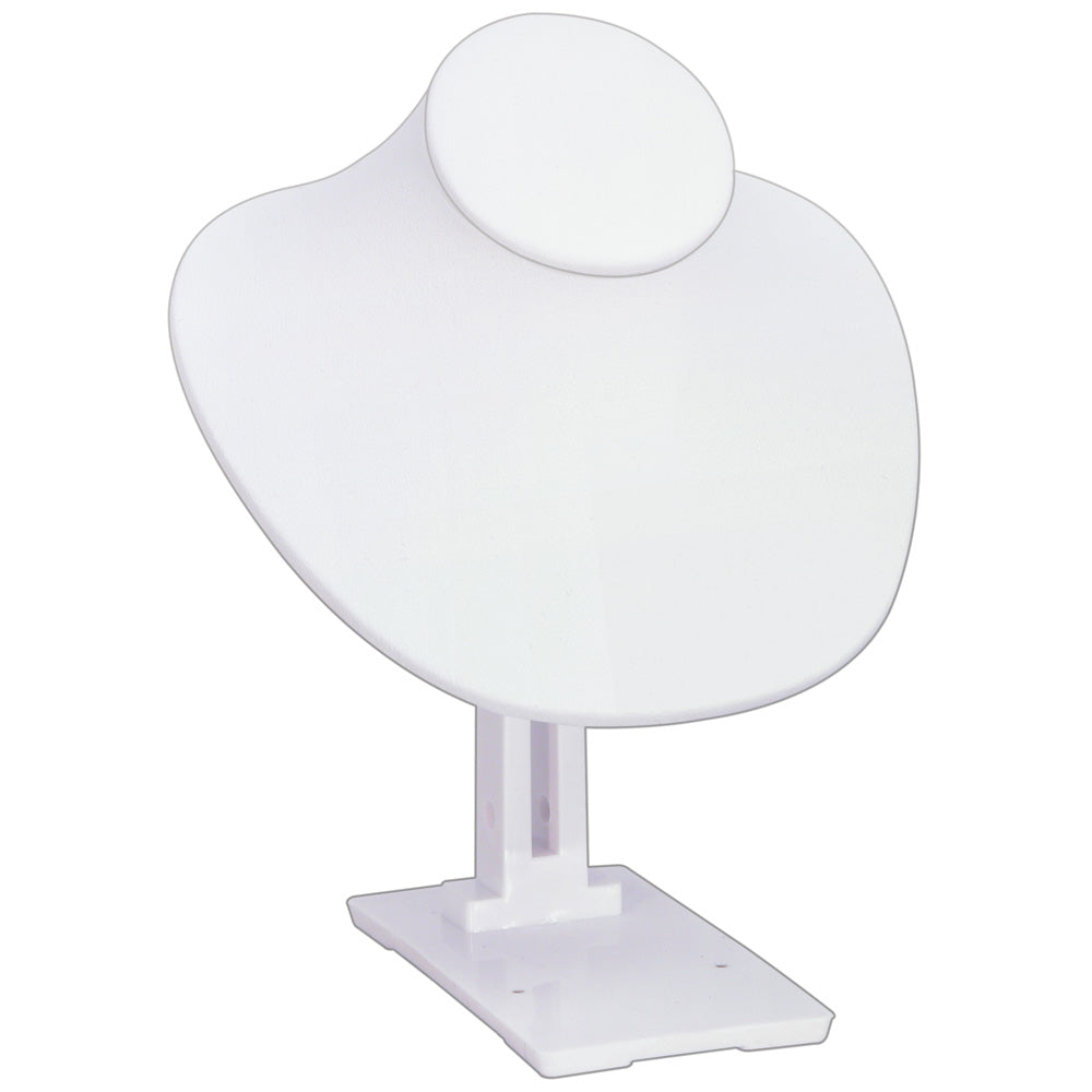 Adjustable Necklace Display Stand — Bust Styles — Small Wide Bust — White Faux Leather