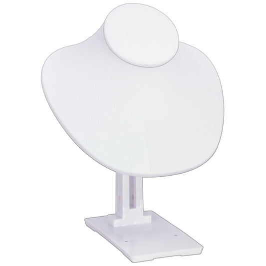 Adjustable Necklace Display Stand — Bust Styles — Small Wide Bust — White Faux Leather