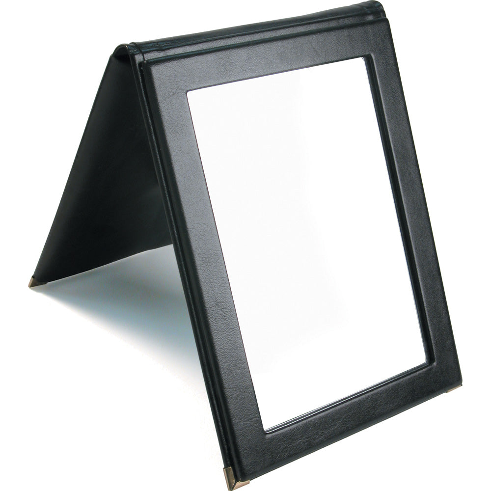 Snap Folding Mirror — Black Faux Leather