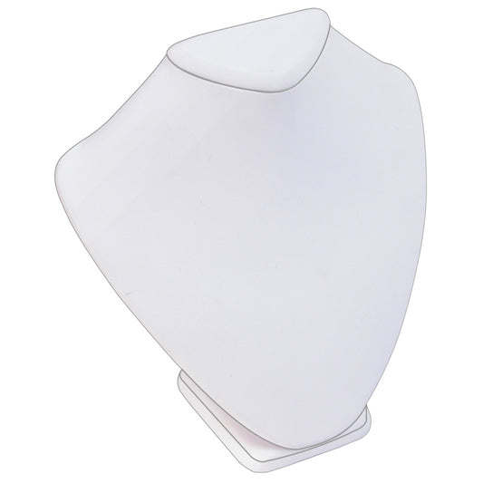 Wide Shoulder Necklace Stand — 6 1/2" H — White Faux Leather