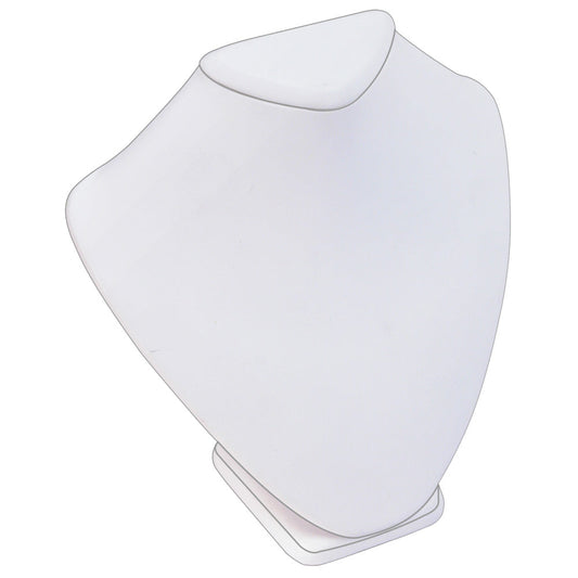 Wide Shoulder Necklace Stand — 8 1/2" H — White Faux Leather