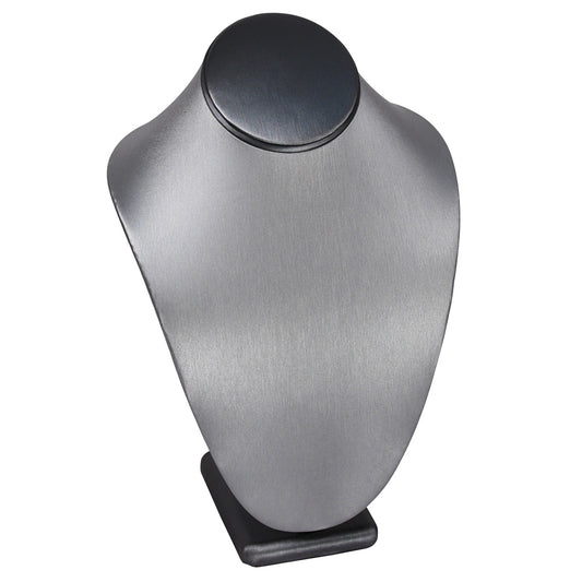 Classic Neckform — 11" H — Steel Grey Faux Leather w/ Black Trim