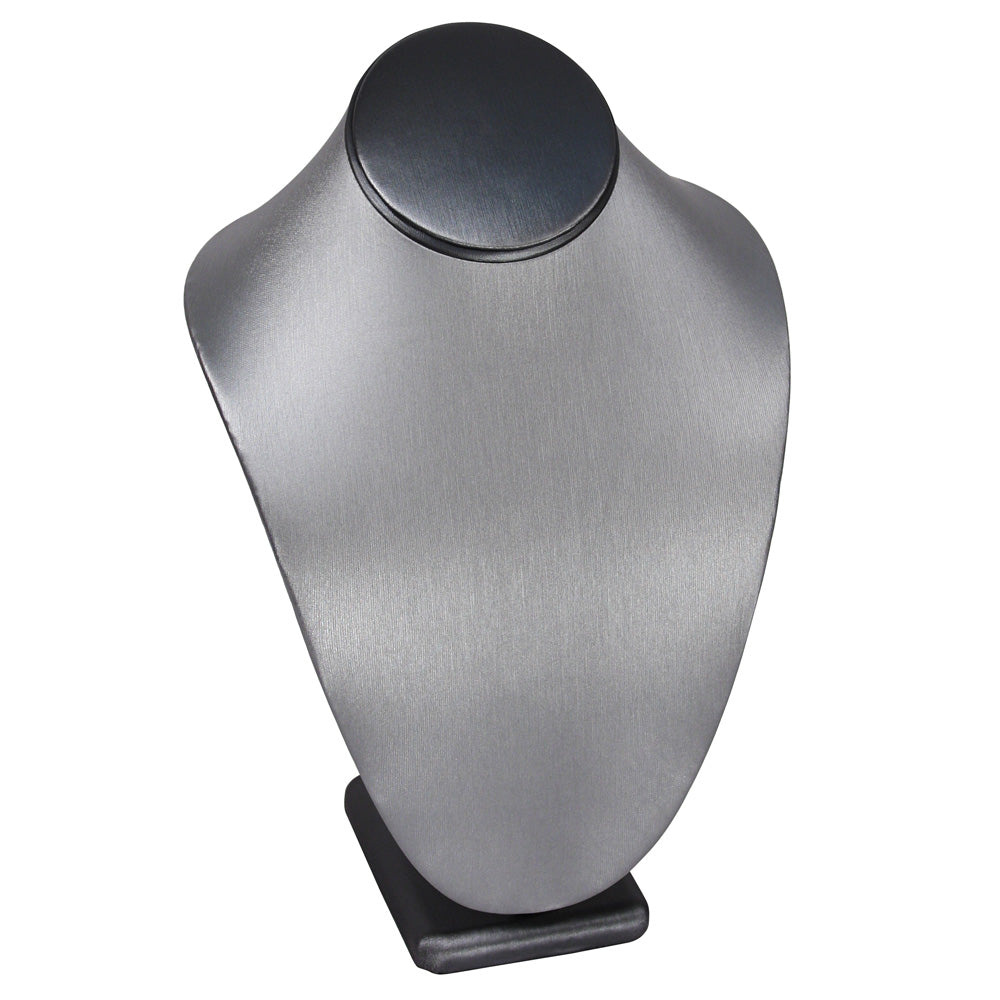 Classic Neckform — 6" H — Steel Grey Faux Leather w/ Black Trim