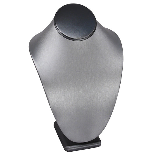 Classic Neckform — 6" H — Steel Grey Faux Leather w/ Black Trim