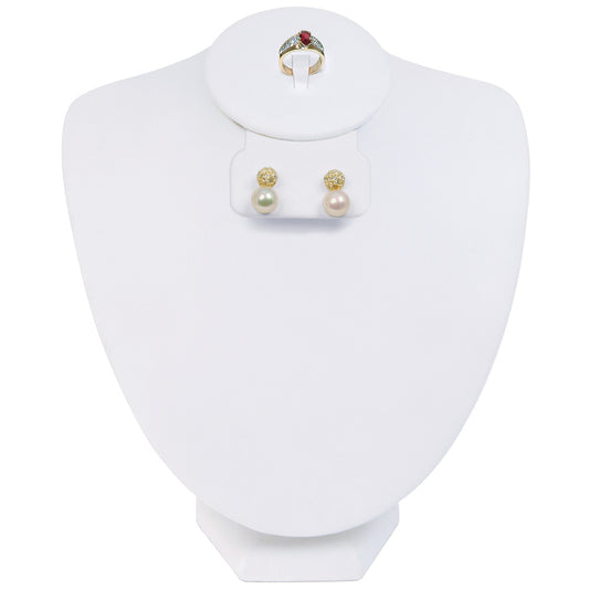 Combination Neckforms — Base Pad — 8" H — White Faux Leather